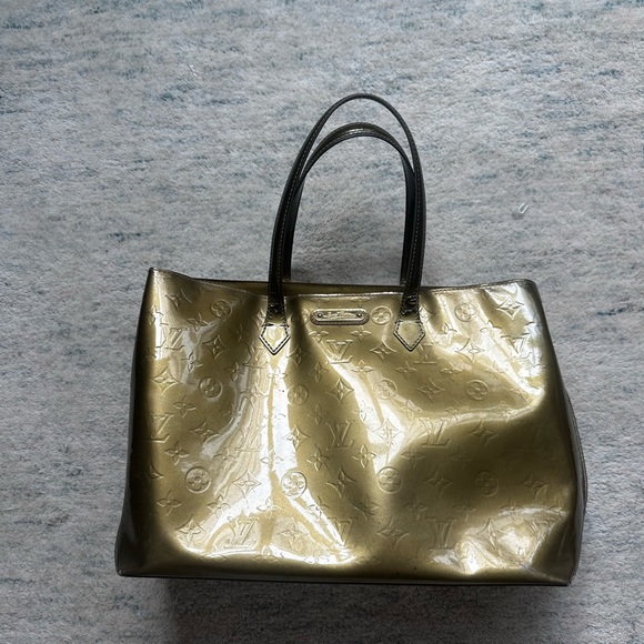 Louis Vuitton Monogram Vernis Wilshire GM Tote MM Khaki Green Gold Vintage - Picture 1 of 14